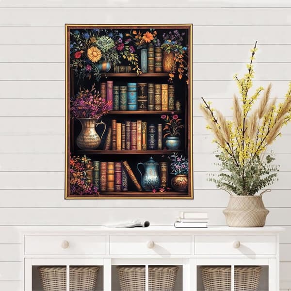 Bomclap 5D Kirjahylly Timanttimaalaussarjat aikuisille, DIY Magic Book & Antiikkikasvit Täysi timanttitaide ankoille, Kodinsisustus 30x40cm