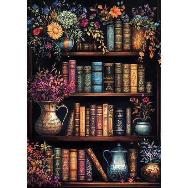 Bomclap 5D Kirjahylly Timanttimaalaussarjat aikuisille, DIY Magic Book & Antiikkikasvit Täysi timanttitaide ankoille, Kodinsisustus 30x40cm