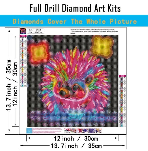 OBOSOE 5D Diamantmaleri – Glødende dværgæheste i mørket DIY diamantmaleri 35x35 cm