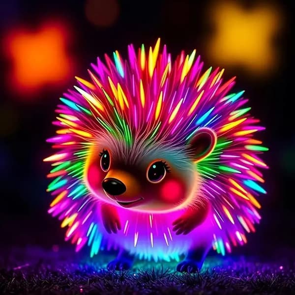 OBOSOE diamantmaleri – neonfarvede pygmæheste i mørket DIY 5D diamantmaleri, 35x35cm