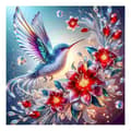 Miniatyrbillede 1 af 7: OBOSOE 5D Diamantmaleri - Farverig Kolibri & Blomst Dekoration DIY Diamantmaleri 35x35 cm