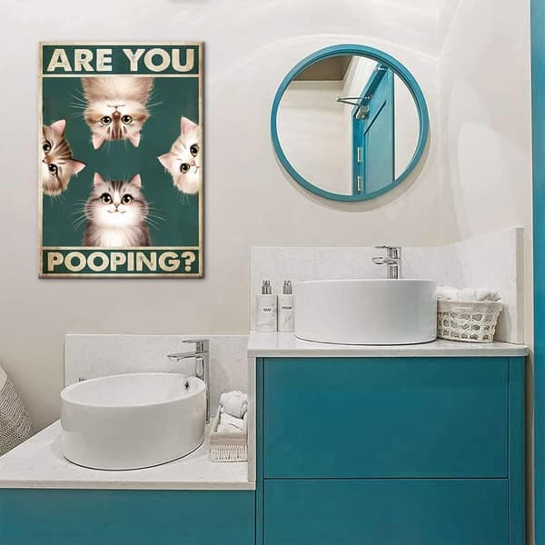 OBOSOE 5D Diamond Painting – Sjov katteplakat "ER DU POOPING?" DIY Diamantmaleri 30x40 cm