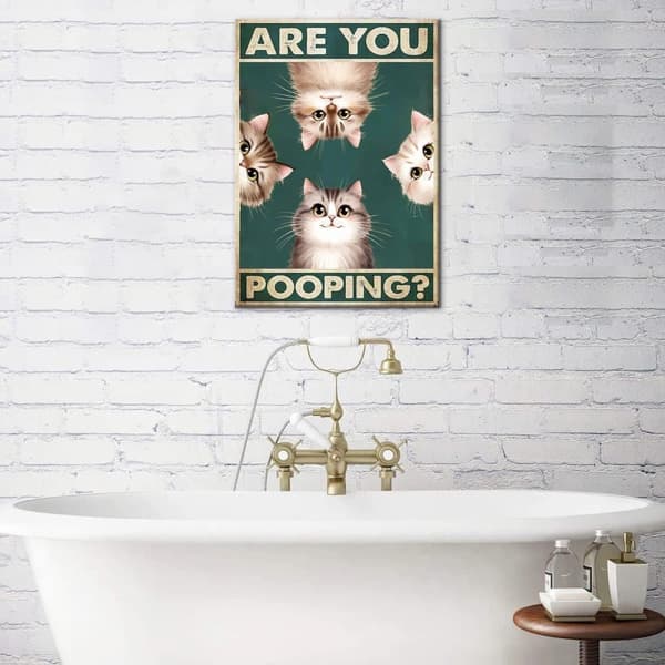 OBOSOE 5D Diamond Painting – Sjov katteplakat "ER DU POOPING?" DIY Diamantmaleri 30x40 cm