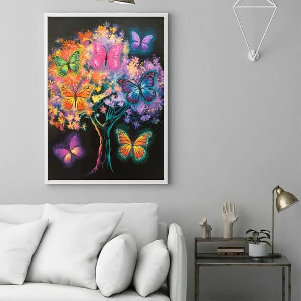 OBOSOE 5D Diamantmaleri - Farverig Sommerfuglebue DIY Diamantmaleri 30x40 cm