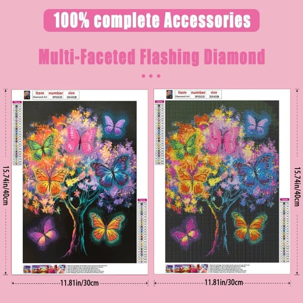 OBOSOE 5D Diamantmaleri - Farverig Sommerfuglebue DIY Diamantmaleri 30x40 cm