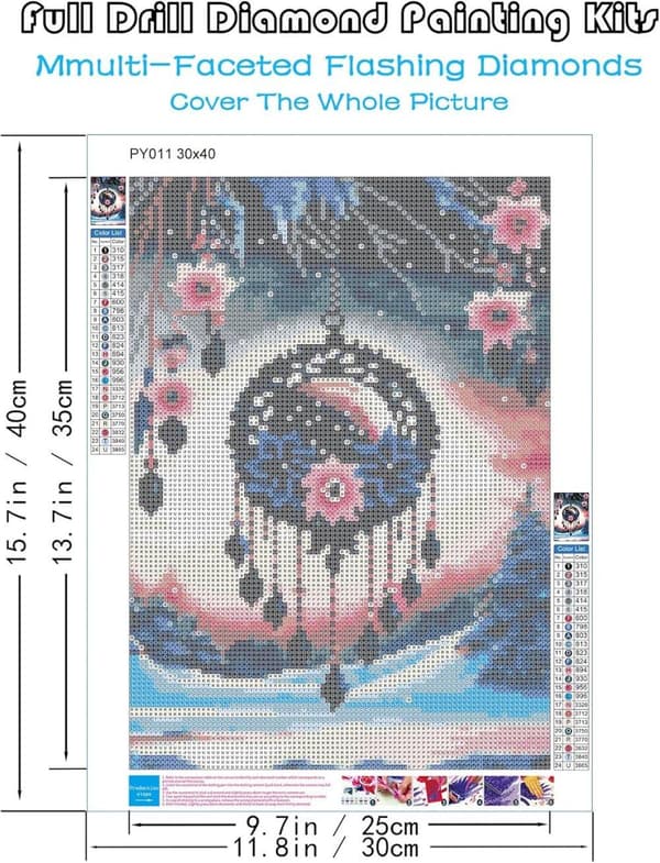 OBOSOE Dream Catcher 5D Diamant Mosaik - Romantisk Blomst Design til Voksne, DIY Fuld Omslag Runde Perler, Vægdekoration 30x40 cm
