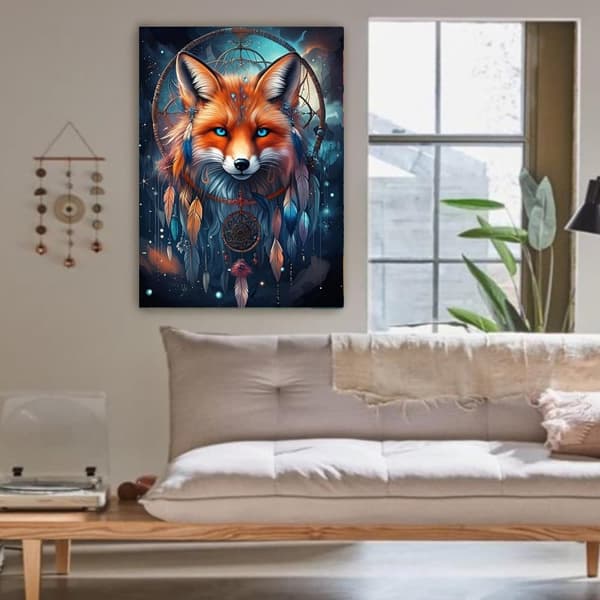 OBOSOE Diamantmaleri - 5D DIY Diamantmaleri, 30x40cm (Dreamcatcher Fox Fairy)