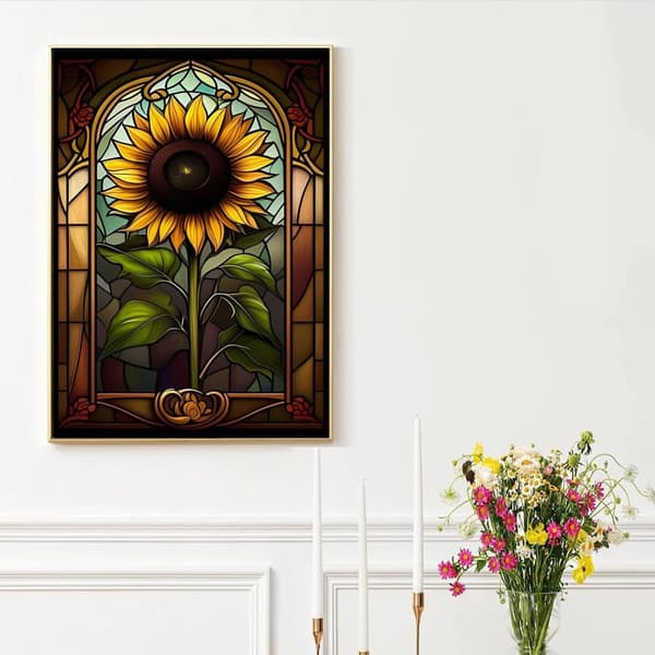 OBOSOE Diamond Painting - 5D DIY Diamantmålning, 30x40cm (Solros i Färgglasdesign)