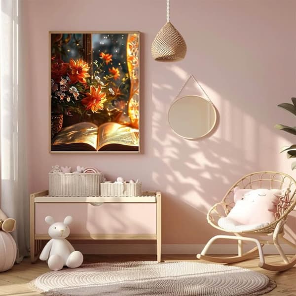 OBOSOE Diamond Painting - 5D DIY Diamantmaleri, 30x40cm (Blomster og Bog)