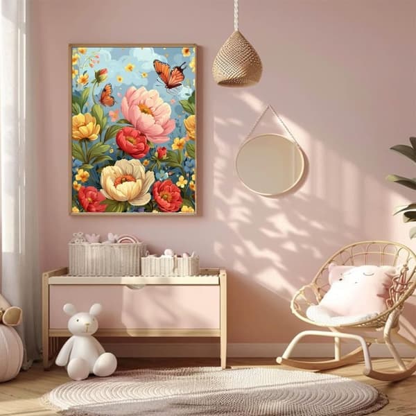 OBOSOE Diamond Painting - 5D DIY Diamantmaleri, 30x40cm (Blomster og sommerfugle)