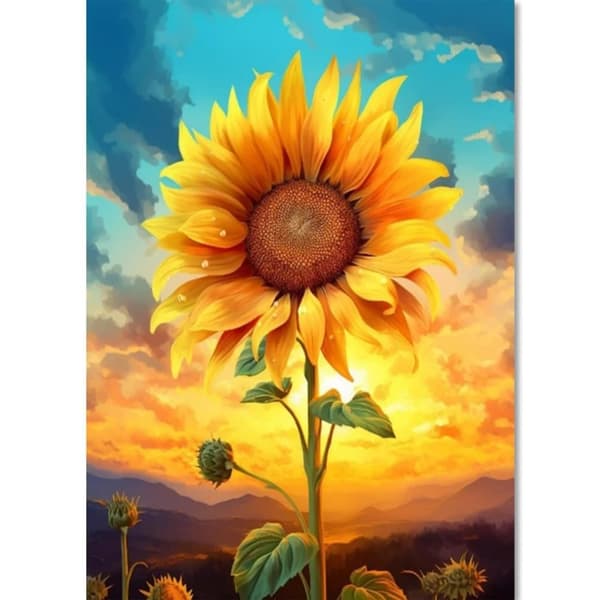 OBOSOE Diamond Painting - 5D DIY Diamantmaleri, 30x40cm (Solsikke ved aftensol)
