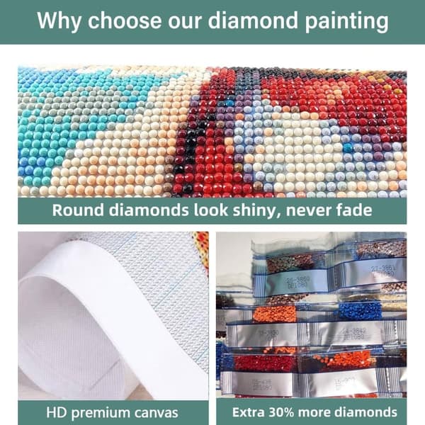 OBOSOE Santa 5D Diamond Mosaic - Solsikkedesign til voksne, Rund Perlemaleri Fuld Dækning, DIY Vægdekoration 35x35 cm