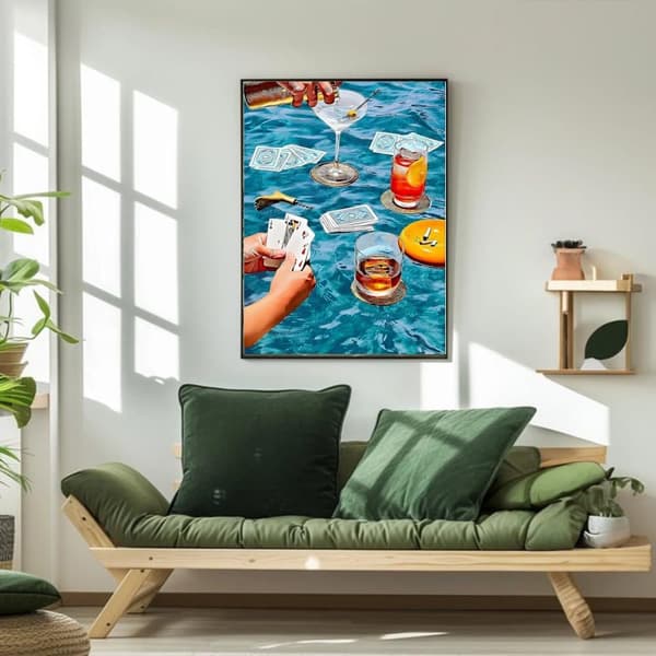OBOSOE Diamond Painting - 5D DIY Diamantmaleri, 30x40cm (Pool Party med Drink og Kort)