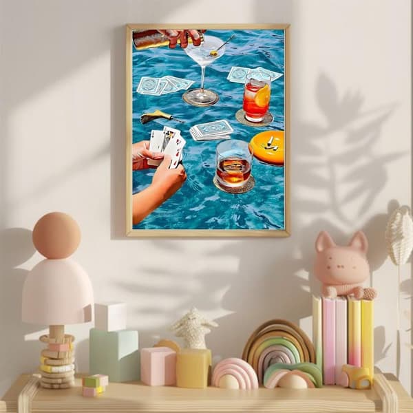 OBOSOE Diamond Painting - 5D DIY Diamantmaleri, 30x40cm (Pool Party med Drink og Kort)