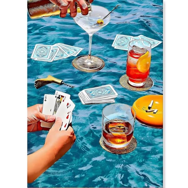 OBOSOE Diamond Painting - 5D DIY Diamantmaleri, 30x40cm (Pool Party med Drink og Kort)