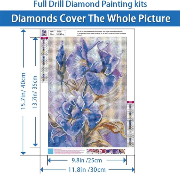 OBOSOE Blomster 5D Diamond Mosaic - Begyndervenlig perle, Fuld boremaskine, Vægdekoration 30x40 cm