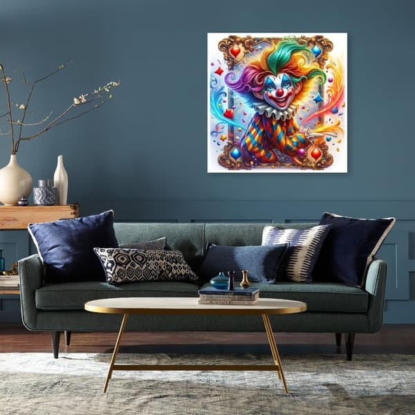 OBOSOE Halloween Clown 5D Diamond Art - hauskaa tee-se-itse-työtä aikuisille, kiinteät kristallit, kodinsisustus 35x35 cm