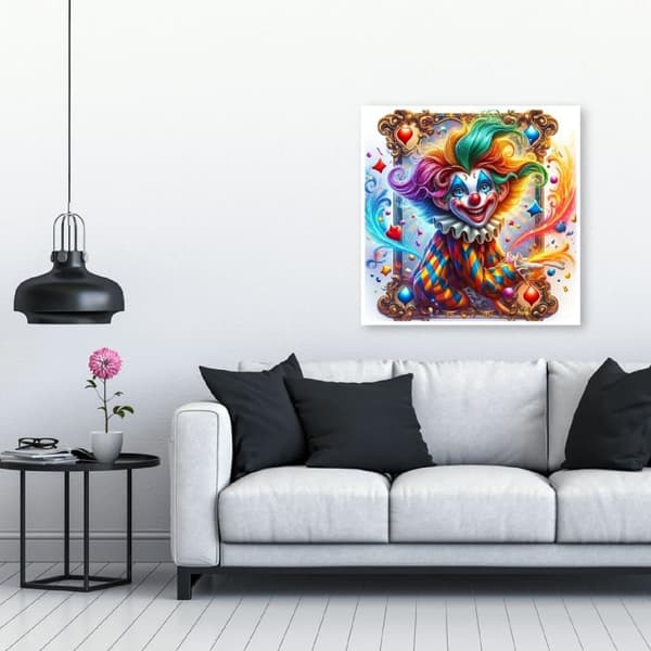 OBOSOE Halloween Clown 5D Diamond Art - hauskaa tee-se-itse-työtä aikuisille, kiinteät kristallit, kodinsisustus 35x35 cm