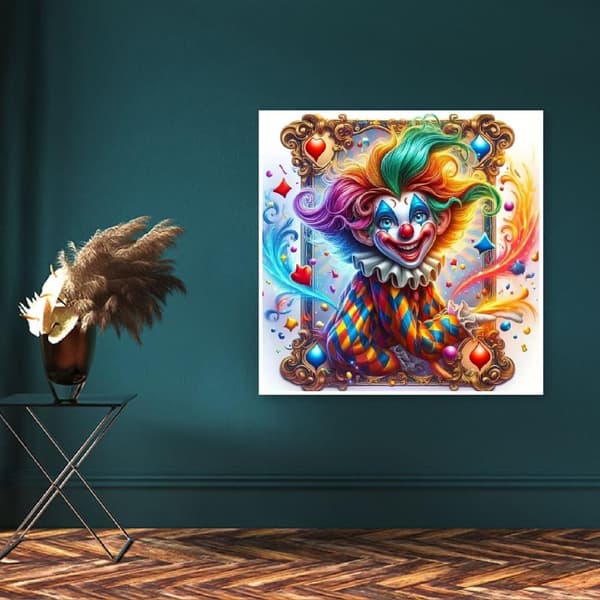 OBOSOE Halloween Clown 5D Diamond Art - hauskaa tee-se-itse-työtä aikuisille, kiinteät kristallit, kodinsisustus 35x35 cm