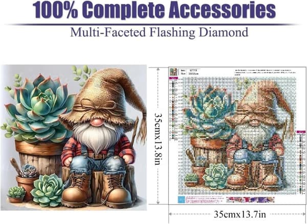 OBOSOE Santa Succulents 5D Diamantmosaik - Nem perlemaling, Fuld Drill DIY, Vægdekoration 35x35 cm