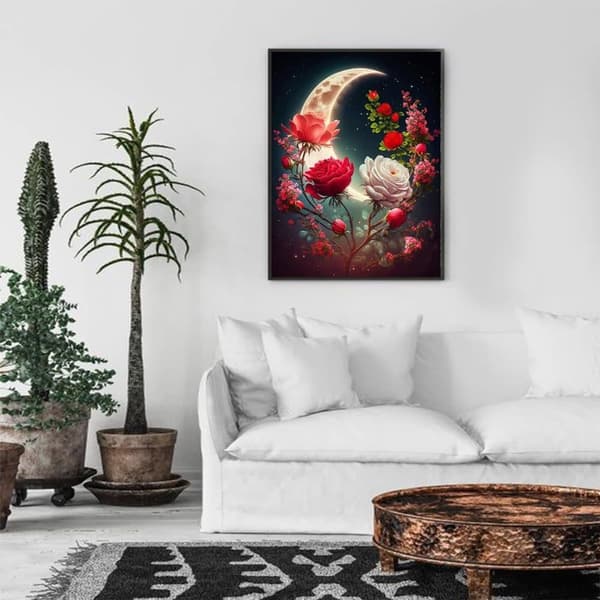 OBOSOE Diamond Painting - 5D DIY Diamantmaleri, 30x40cm (Moonlight Roses)