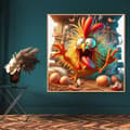 Miniatyrbillede 5 af 7: OBOSOE Chicken Run 5D Diamantmosaik - Rustik Perle, Runde Perler, DIY 35x35 cm