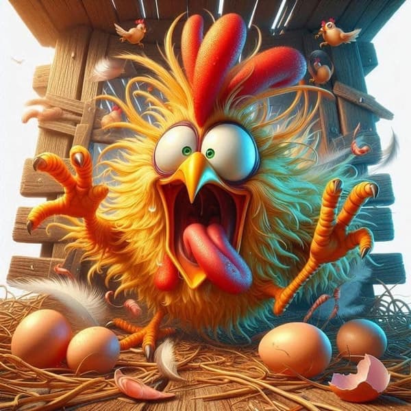 OBOSOE Chicken Run 5D Diamantmosaik - Rustik Perle, Runde Perler, DIY 35x35 cm