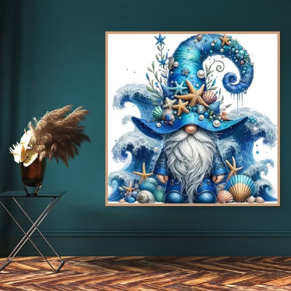 OBOSOE Santa Ocean 5D Diamond Art - Meriaihe DIY, Full Pora helmimaalaus, Seinäkoriste 35x35 cm
