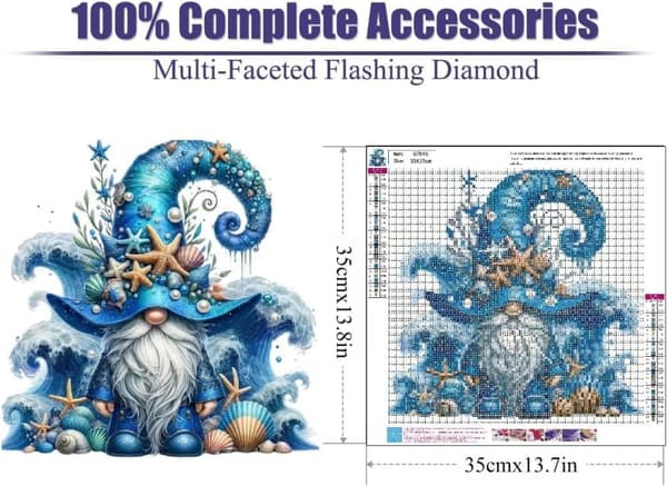 OBOSOE Santa Ocean 5D Diamond Art - Meriaihe DIY, Full Pora helmimaalaus, Seinäkoriste 35x35 cm