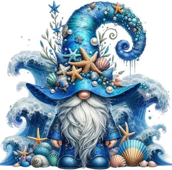 OBOSOE Santa Ocean 5D Diamond Art - Meriaihe DIY, Full Pora helmimaalaus, Seinäkoriste 35x35 cm