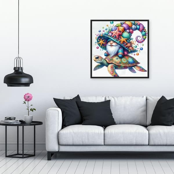 OBOSOE Santa Turtle 5D Diamant Mosaik - Dyreperlekunst, Nem DIY til voksne, Boligindretning 35x35 cm
