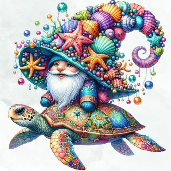 OBOSOE Santa Turtle 5D Diamant Mosaik - Dyreperlekunst, Nem DIY til voksne, Boligindretning 35x35 cm