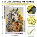 Miniatyrbillede 2 af 7: OBOSOE Diamond Painting - 5D DIY Diamantmaleri, 30x40cm (Hvid Hest og Solsikker)
