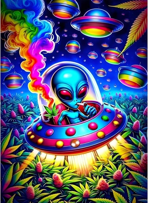 OBOSOE UFO-avaruusalus 5D timanttimosaiikki - hippityyli, pyöreät helmet kiinteä kansi, DIY 30x40 cm