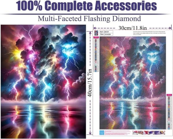 OBOSOE Flash 5D Diamond Art - värikäs muotoilu, täysi pora DIY, helmimaalaus seinäkoriste 30x40 cm