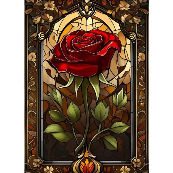 OBOSOE Diamond Painting - 5D DIY diamantmaleri, 30x40cm (farve glas rød rose)