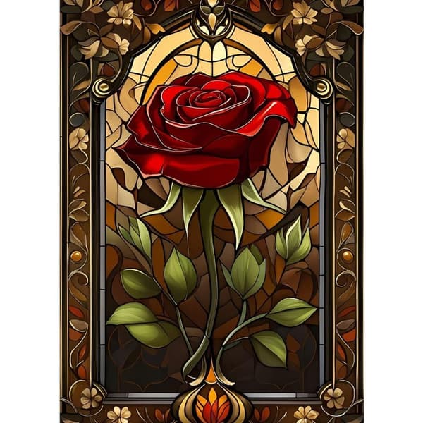 OBOSOE Diamond Painting - 5D DIY diamantmaleri, 30x40cm (farve glas rød rose)