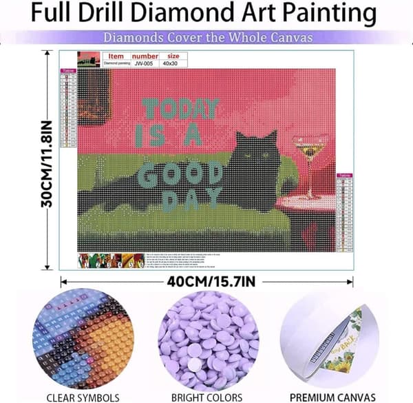 OBOSOE Black Cat 5D Diamond Art - gaveidé, fuld boremaskine gør-det-selv, perlemaleri 30x40 cm