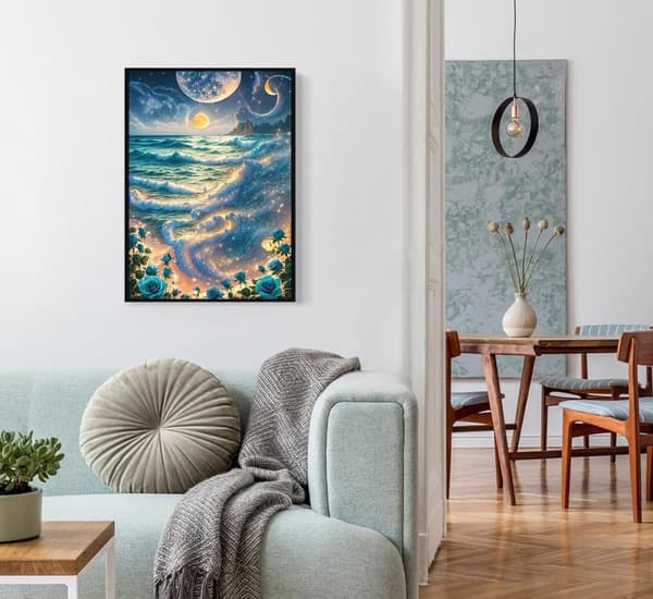OBOSOE Moonlight Sea 5D Diamond Art - Blue Rose Design, fuld boremaskine DIY, gave 30x40 cm