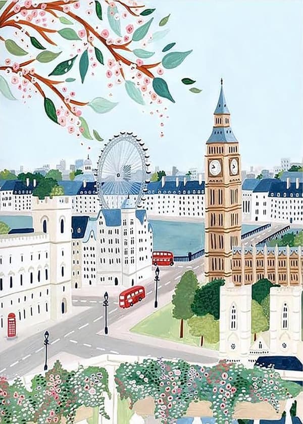 OBOSOE Big Ben 5D Diamond Art - London design, Fuld boremaskine DIY, Gave 30x40 cm