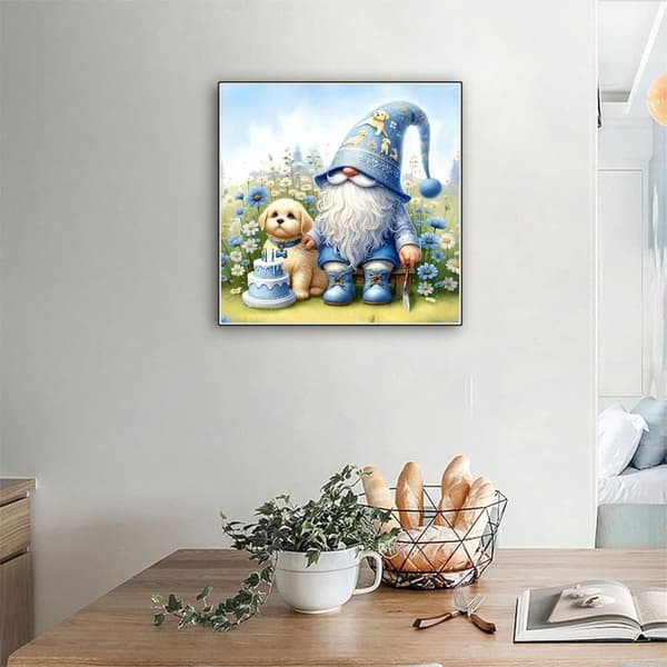 OBOSOE Blå Tomte 5D Diamantmosaik - Födelsedagspresent, Full drill DIY, Pärlekonst 35x35 cm