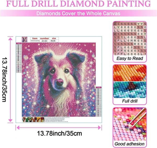 OBOSOE Rosa Hund 5D Diamantkonst - Full drill DIY, Pärlemålning present, Hemdekoration 35x35 cm