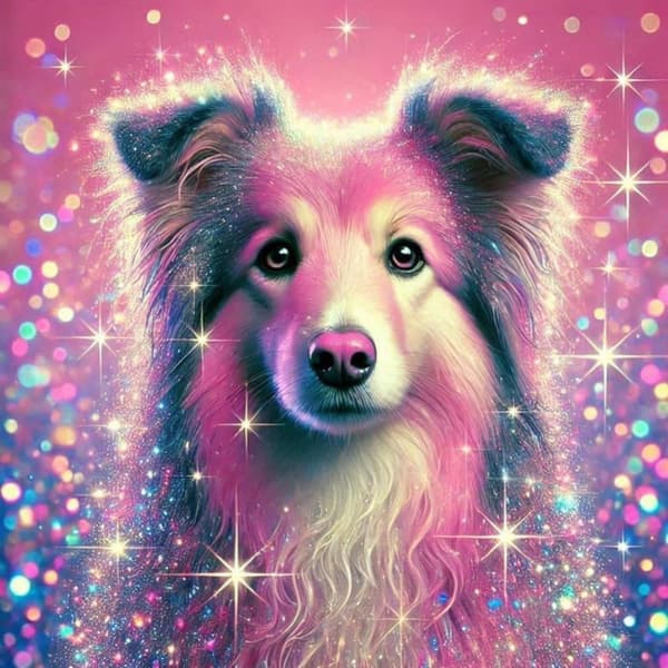OBOSOE Rosa Hund 5D Diamantkonst - Full drill DIY, Pärlemålning present, Hemdekoration 35x35 cm