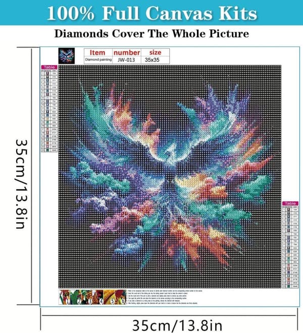OBOSOE Fenix 5D Diamond Mosaic - Farverigt Design, Fuld Drill Beading, Mode Hjem 35x35 cm