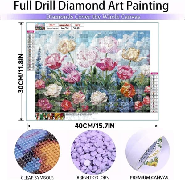 OBOSOE Tulipaner 5D Diamantmosaik - Fuld Bore Perle, DIY Gave, Vægdekoration 40x30 cm