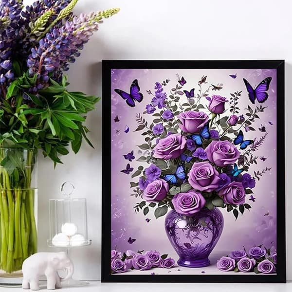 OBOSOE Sommerfuglblomst 5D Diamantkunst - Fuld Drill DIY, Perlemaleri Boligindretning 30x40 cm