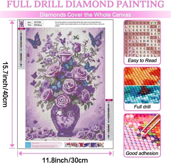 OBOSOE Sommerfuglblomst 5D Diamantkunst - Fuld Drill DIY, Perlemaleri Boligindretning 30x40 cm