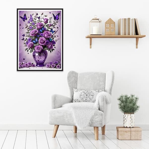 OBOSOE Sommerfuglblomst 5D Diamantkunst - Fuld Drill DIY, Perlemaleri Boligindretning 30x40 cm