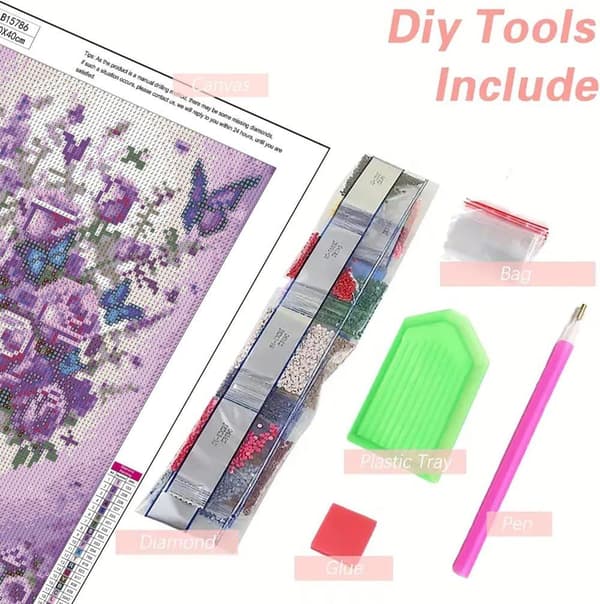 OBOSOE Sommerfuglblomst 5D Diamantkunst - Fuld Drill DIY, Perlemaleri Boligindretning 30x40 cm