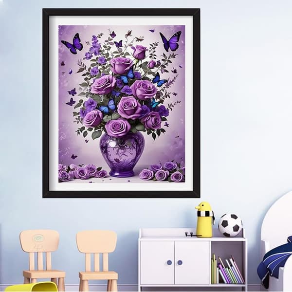 OBOSOE Sommerfuglblomst 5D Diamantkunst - Fuld Drill DIY, Perlemaleri Boligindretning 30x40 cm